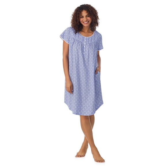 Aria 100% Cotton Short Sleeve Scoop Neck Nightgown with Pockets, Women’s sizes S-5X