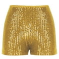 thumbnail image 4 of Women's Sequins Shorts High Waisted Sparkly Vintage Short Pants Slimming Straight Leg Club Party Short Pants Yellow,XL, 4 of 6