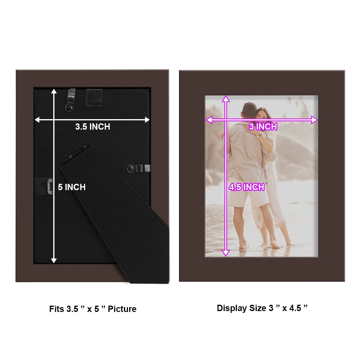 Wexford Home Modern 3.5" x 5" Brown Picture Frame (Set of 6)