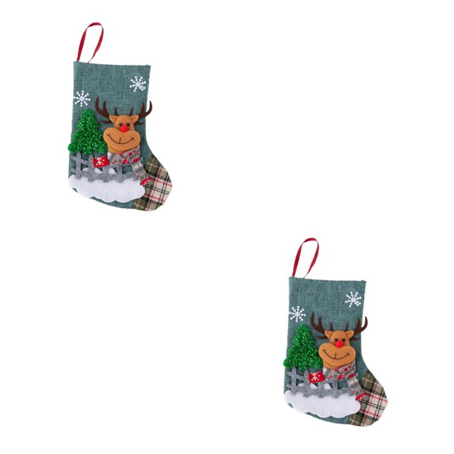 Bewildely Single Christmas Sock Window Fireplace Hanging Decorative Gifts Sack Atmospheres Decoration Party Bag Decor Holiday Type3 NO3