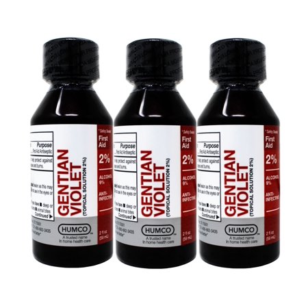 3 Pack - Humco Gentian Violet Topical Solution 2% 2oz Each