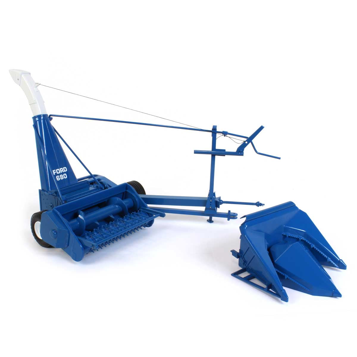 Ford 680 Forage Harvester with Hay Head and Corn Head Blue Classic