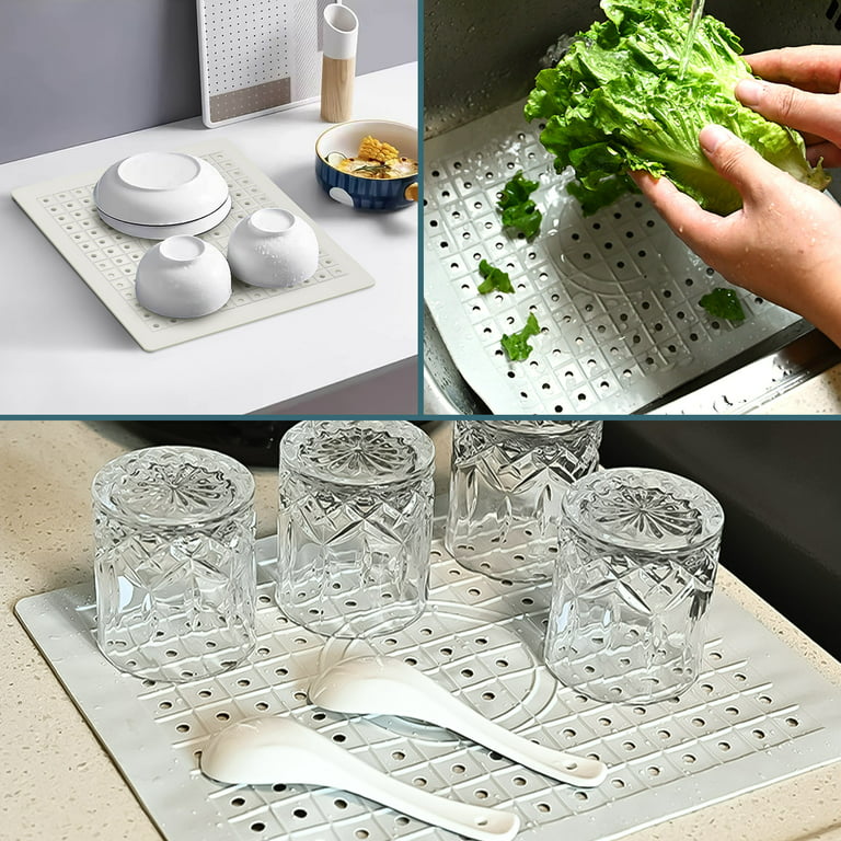 2PCS Kitchen Sink Protector Non-slip Silicone Sink Mat Cutlery
