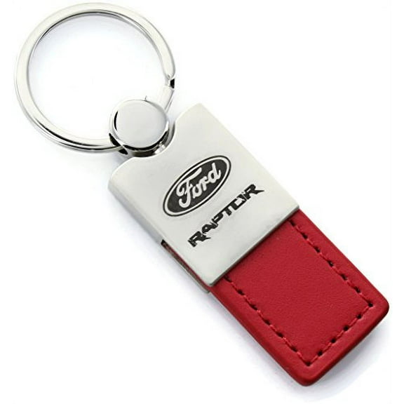 Ford F-150 Raptor Keychain & Keyring - Duo Premium Red Leather