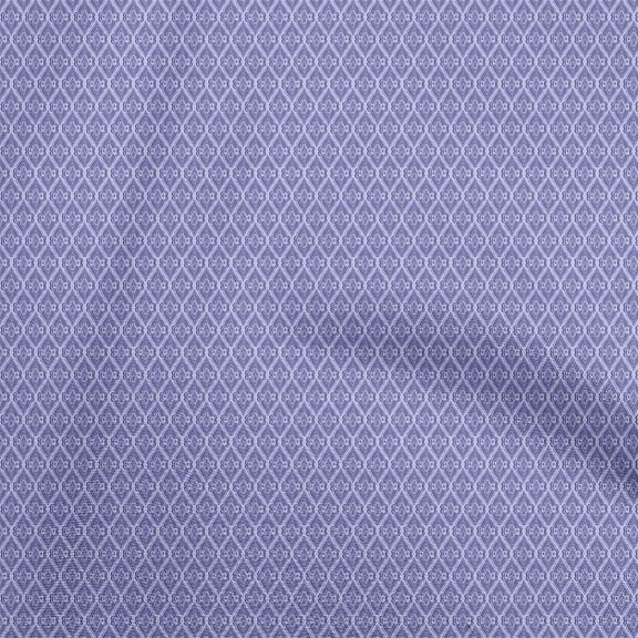 oneOone Polyester Lycra Blue Fabric Asian Ornamental Tile Sewing Craft Projects Fabric Prints By Yard 56 Inch Wide