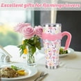 thumbnail image 6 of Flamingo 40oz Tumbler with Handle and Straw, Pineapple Flamingo Cup Coffee Mug Stainless Steel Insulated Water Bottle, Yellow Pink Flamingo Gifts for Women Girl Birthday Christmas, 6 of 6