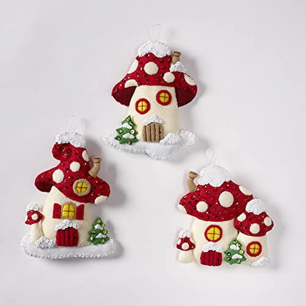 Bucilla Felt Applique DIY Christmas Ornament Kit, Christmas Gnomes, Set of 6