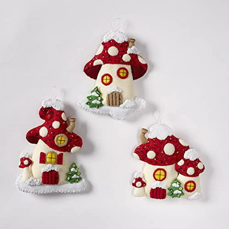 Bucilla Felt Applique DIY Christmas Ornament Kit, Christmas Gnomes, Set of  6 
