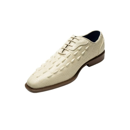 Two Tone Gator Print Stylish Plain Toe Oxford Ivory Dress (Best Stylish Shoes For Men)