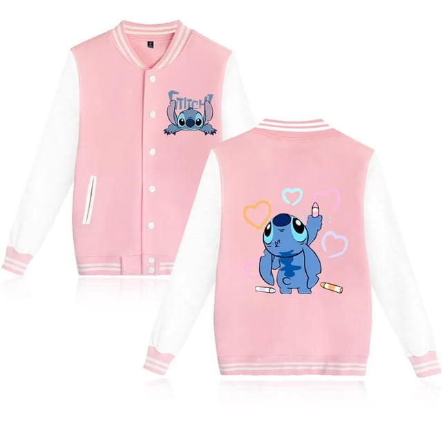 Disney-Chaqueta de béisbol Lilo Stitch para hombre y mujer, de los 90 Sudadera con capucha, chaquetas Harajuku para niños y niñas, ropa de calle, abrigos universitarios Y2k