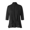 thumbnail image 4 of Hirigin Women's Fall Long Sleeve Shrug Sweater Open Front Lightweight Knitted Cardigan Ladies Cropped Bolero Jackets for Women Casual Suit Collar Solid Color Ruffles Coat, 4 of 9