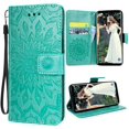 thumbnail image 1 of For Samsung Galaxy S9 Mobile Phone Cover Leather Pu Wallet Flip Case Flower Pattern Folding Cover Sunflower - Green, 1 of 7