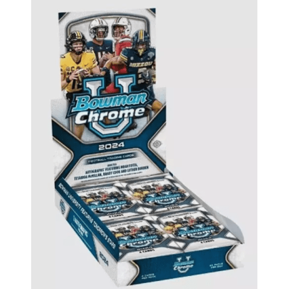 2024 Bowman Chrome University Football Factory Sealed Hobby Box 2 Auto