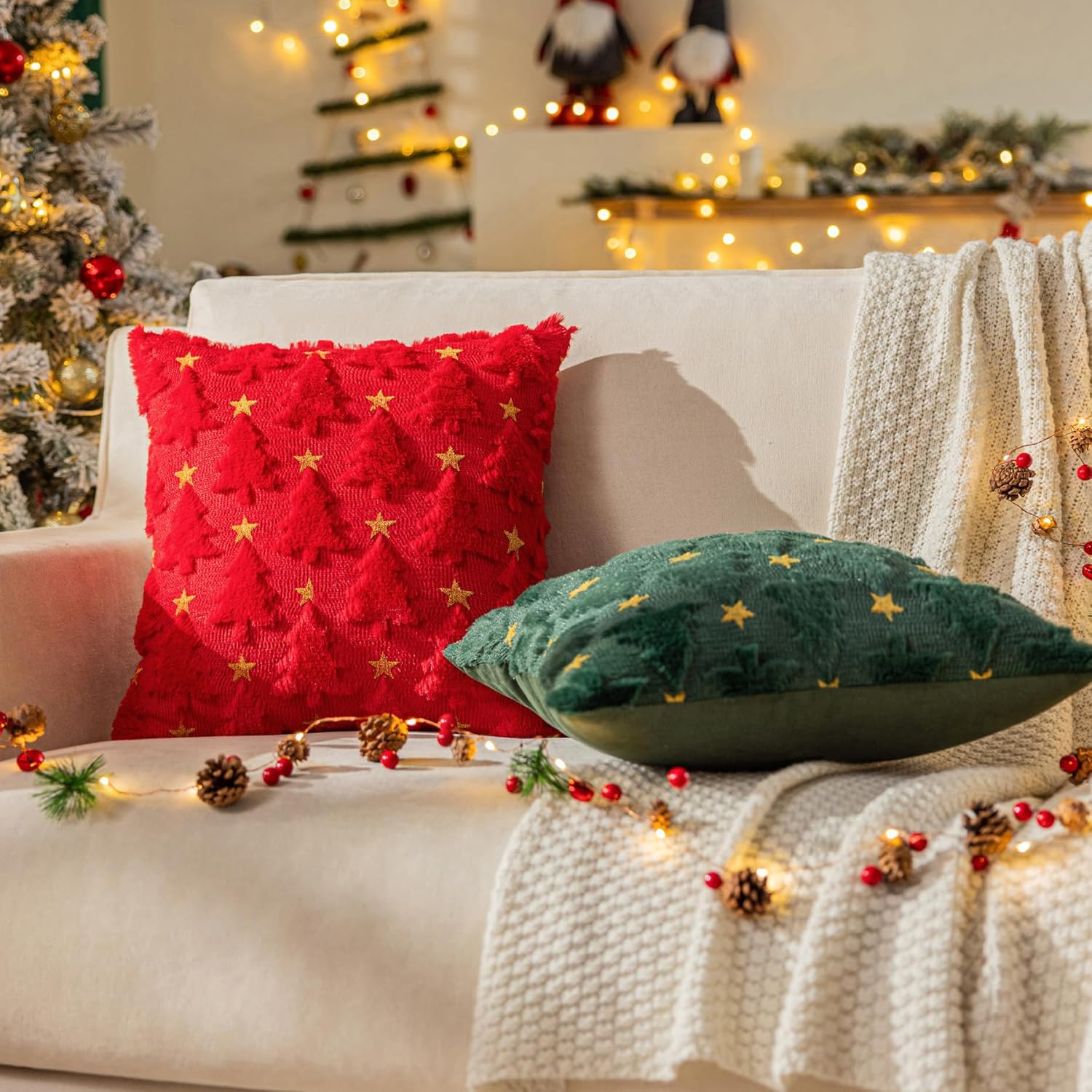 Aqothes Christmas Tree Throw Pillow Covers Set of 2 photo 3
