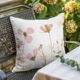 thumbnail image 5 of Pink Beige Flowers Throw Pillow Cover Spring Floral Cotton Linen Cushion Cover Throw Pillow Case with Invisible Zipper for Couch Sofa Bed Chair Car 24x24 Inch, 5 of 9