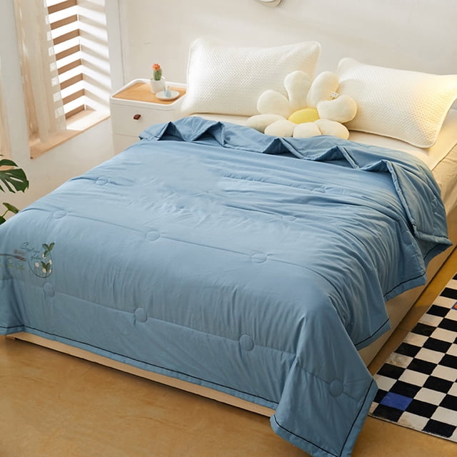 Suncoda Summer Quilt, Mint Summer Cooler Quilt Summer Quilt Double Sided Cold Effect Blanket Cooler Fiber Ice Blanket Lightweight Washable Thin Solid Color Quilt