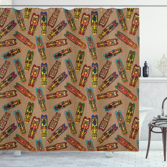 Ambesonne African Shower Curtain, Bakongo Totem, 69"Wx70"L, Multicolor