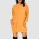 thumbnail image 2 of Vestido con capucha y manga larga para mujer: jersey liso con bolsillos, poliéster y spandex, tallas US 4-12, ropa informal para la oficina, 2 of 4