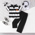 thumbnail image 4 of enyan Little Boys 2PCS Outfit Set Spring Summer Cotton Short Sleeve T Shirt with Long Pants 4T 5T 6T 7T Black,6-7 Years, 4 of 5