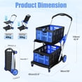thumbnail image 6 of Collapsible Shopping Cart, Heavy Duty Grocery Cart, 2-Tier Foldable Shopping Trolley, Blue Mobile Trolley with Retractable Bands and 360 Degree Wheels, 6 of 8