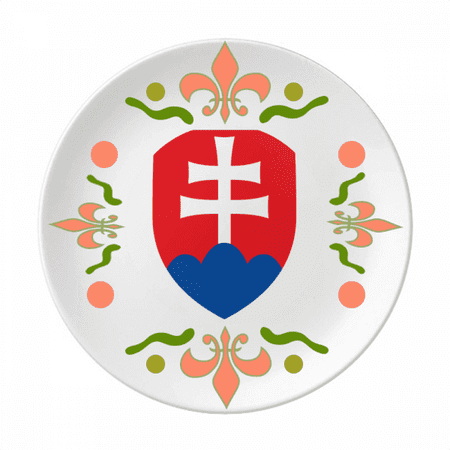 

Slovakia Europe National Emblem Flower Ceramics Plate Tableware Dinner Dish