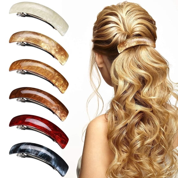 6 Pcs Hair Clip, Snap Clip,Automatic Large Classic Hair Clips for Fine Hair and Medium Thick Hair, French Retro Vintage Hair Accessories for Women Girls (Amber)