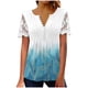 thumbnail image 2 of ICHUANYI Clearance Women V-neck Floral Print T- Fashion Lace Comfortable Female Blouses Tops(Blue, L) ICHUANYI WER2023080700031, 2 of 5