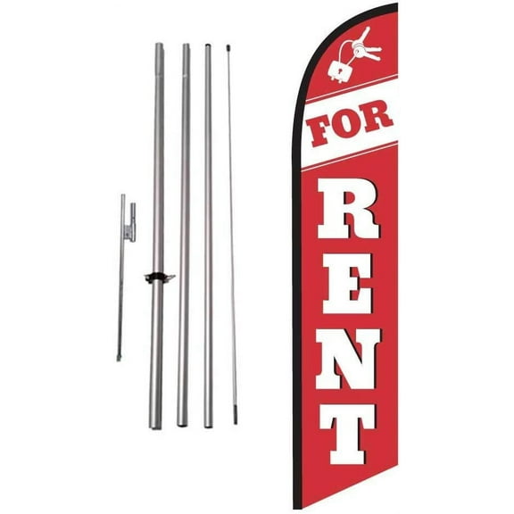 for Rent Auto Dealership Advertising Feather Banner Swooper Flag Sign with Flag Pole Kit and Ground Stake