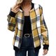 thumbnail image 2 of Chaquetas de Mujer Informales con Cremallera, de Franela A Cuadros, Larga, Holgadas, Ideales para Otoño. Amarillo XXL, 2 of 5