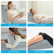 MOONORAH Wedge Pillow for Sleep Apnea, Adjustable Wedge Pillow Headboard, Bed Wedge Pillow for Back, Neck, Leg Pain Relief, Pillow Wedge for Sleeping, Acid Reflux with Neck Support Pillow, Grey