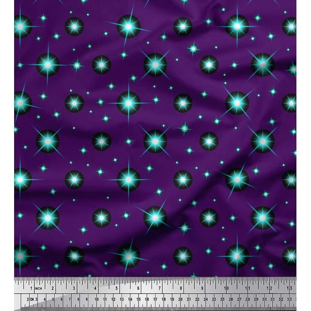 Soimoi Purple Modal Satin Fabric Shining Dots Printed Craft Fabric by the Yard 42 Inch Wide
