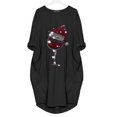 thumbnail image 2 of Wine Glass Dress for Women Long Sleeve Crew Neck Dress Christmas Print Dress Plus Size Casual Loose T-shirt Dress, 2 of 3