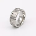 thumbnail image 4 of Matte 9mm Titanium Steel Mens Ring Men Wedding Band AAA CZ Man Ring, 4 of 7