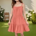 thumbnail image 2 of EnJoCho Girls Suspender Skirt Solid Color Beach Dress Breathable Cotton Jumper Dress with Pockets Cute Casual Sundres𝗌 for Birthday Par𝗍y Age 4-12, 2 of 6