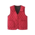thumbnail image 3 of Nfurl Womens Lightweight Quilted Vests Warm Solid Color Button V Neck Puffer Sleeveless Jacket Casual Outerwear Fall Fashion Coats Red XXXL, 3 of 8