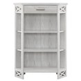 thumbnail image 1 of Leick Home Riley Holliday 3-Shelf Corner Bookcase with Drawer in Weathered White, 1 of 3