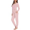 thumbnail image 2 of Renewold Warmth Women Pj Pants Set Trendy Vacation Holiday Scoop Neck Sleepwear,Pig Strawberry Yoga Walking Comfort Casual Athletic Outfits Nightwear Set of 2,Size M, 2 of 4