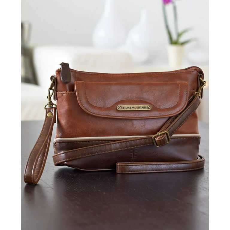 Stone Mountain Leather Crossbody Bags Polyurethane Lined Interior