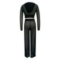 thumbnail image 5 of Pantalones informales de mujer con cuello en V: detalle transparente, cadena en la cintura, tejido de poliéster, primavera/otoño, lavado a máquina, ropa para el día a día y para hacer actividad fís, 5 of 5