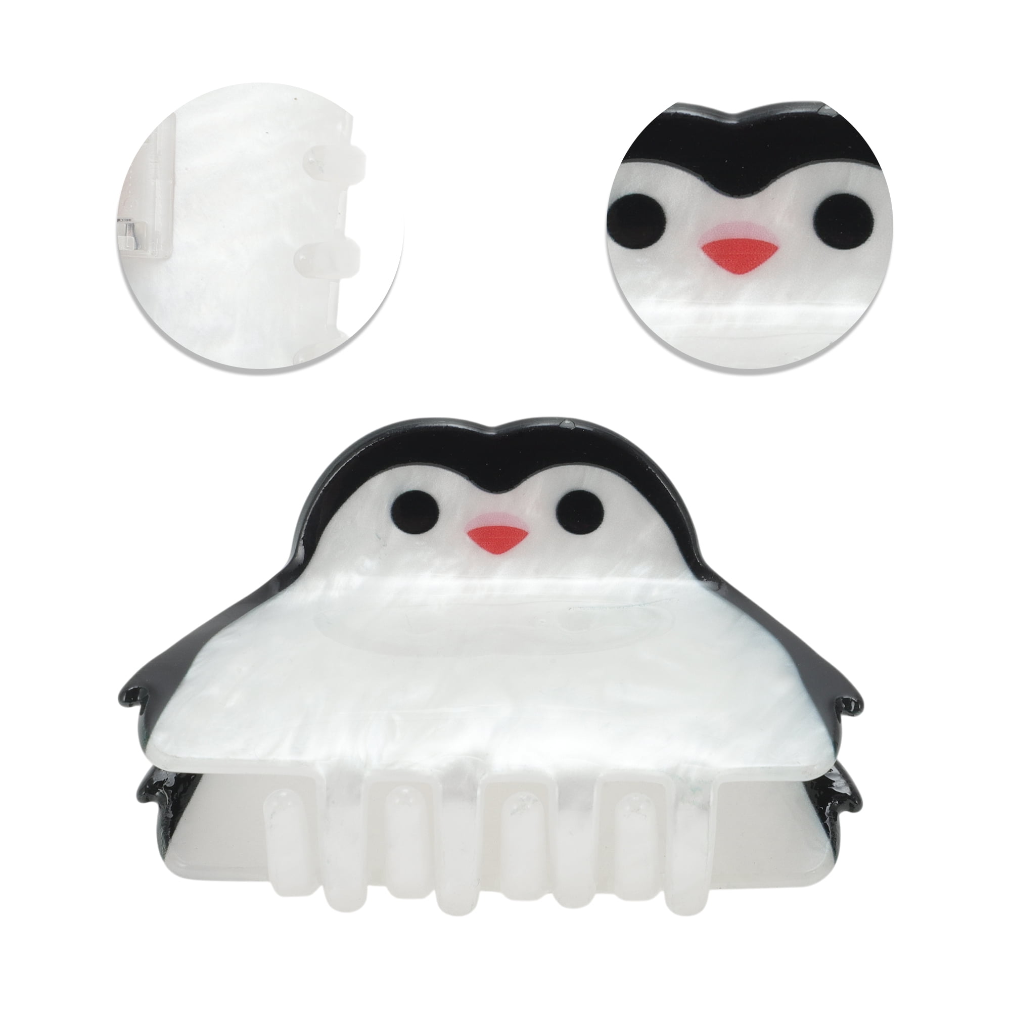Unique Bargains Cartoon Penguins Hair Clips Home Use Black White