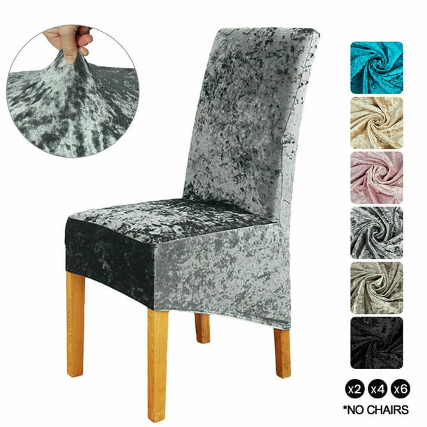 Hqzy Velvet Dining Chair Covers Soft, Grey Velvet Dining Room Chair Covers