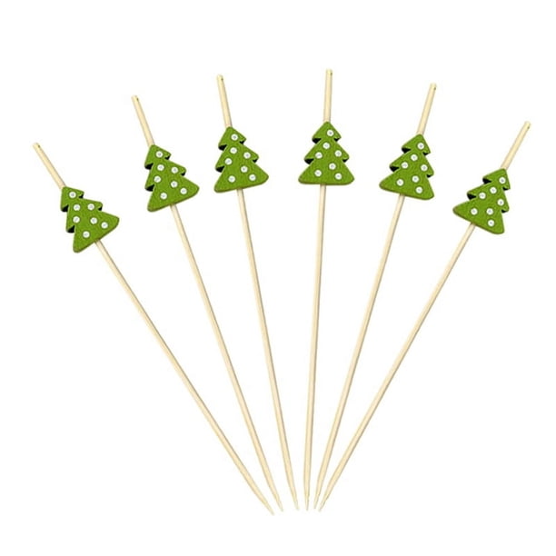 200 Palillos de Cóctel Navideños, Palillos de Dientes, Brochetas Decorativas, Palillos de Fiesta de Navidad para Decorar Alimentos, Palitos de Brocheta A