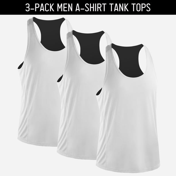 Paquete de 3 camisetas sin mangas para hombre, camisetas sin mangas, secado rápido, gimnasio, entren Abanopi Chaleco deportivo