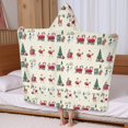thumbnail image 5 of Beige Christmas Santa and Train Pattern Hooded Bath Towel，60"x35" for Ages 3 To 12 Kids, Quick Dry Lightweight Soft Microfiber Hood Beach Towel Cover Up for Kids, 5 of 7