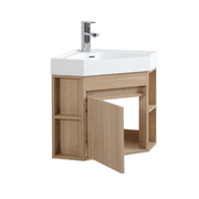 Tennant Brand 18 Light Oak Corner Bathroom Vanity with Matte Solid Surface