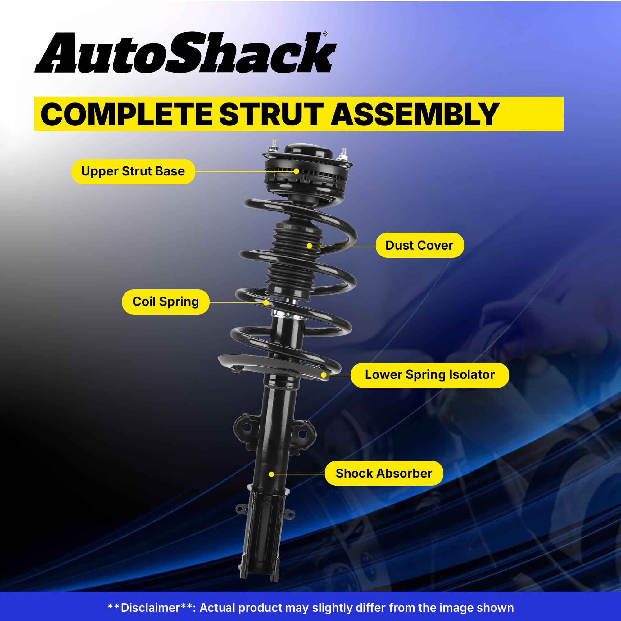 AutoShack Front Complete Strut & Coil Spring Assembly - Driver Side for Ford, Fiesta 2014-2019, FWD L3 1.0L L4 1.6L