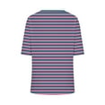 thumbnail image 4 of Women V Neck Half Sleeve Tshirts Striped Tunic Tops Summer Loose Elbow Length Tees Business Casual Blouses, 4 of 4