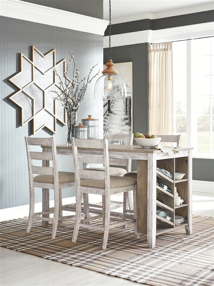 Signature Design By Ashley Skempton, Skempton Counter Height Dining Room Table And Bar Stools Set Of 3