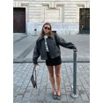 thumbnail image 2 of Abrigo de lana con bolsillo de Color liso y cuello a la moda para mujer, chaqueta Retro informal de manga larga con cremallera, prendas de vestir exteriores para ir al trabajo 2024, 2 of 5