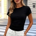 thumbnail image 5 of Aezemi Women Ruched Side Shirt, Summer Short Sleeve Slim Fit Ruched Tshirts, Fashion Outdoor Summer Womens Tops, 5 of 6